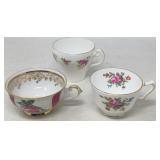 3 FINE CHINA TEA CUPS