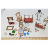 MISC LOT OF VINTAGE DOLL  HOUSE  FURNISHINGS