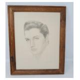 VINTAGE GRAPHITE PENCIL PRINT / ELVIS PRESLEY