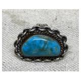 Sterling Old Pawn Native American Turquoise Ring