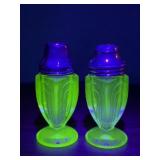 Hazel Atlas Uranium Glass Salt and Pepper Shakers