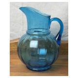 Blue Glass Water Pitcher