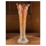 10in Lattice Iridescent Carnival Swung Glass Vase