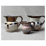 Three English Hand Painted Porcelain Creamers