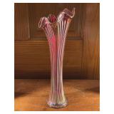 12in Iridescent Carnival Swung Glass Vase