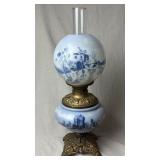 Hand Painted Glass Oil Lamp