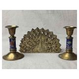 Brass Candle Holders, Napkin Holder
