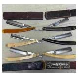 Six Antique Shaving Straight Razors