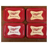 Four Miller High Life Coaster Snack Trays
