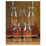 5 Vintage Milk Bottles