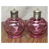 Cranberry Glass Salt and Pepper Shakers