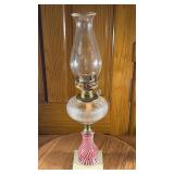 Vintage Striped Glass Oil Lamp