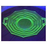 12 Inch Uranium Glass Serving Platter