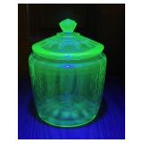 Uranium Glass Covered Cookie Jar