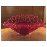 Ruby Red Lattice Pattern Style Bowl