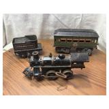 Windup Cast Iron Locomotive with Tin Cars