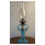 Blue Glass Oil Lamp