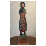 Folk Art Painted Wood Carving of Woman with