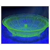 Uranium Glass 10.5 Inch Serving Bowl