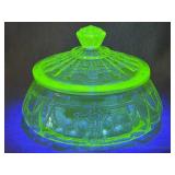 Uranium Glass Covered Dish