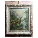 Antique Frame with Deer Art Print