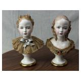 Pair of Dresden California Ceramic Busts