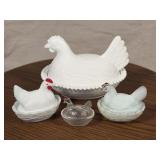 Four Covered Chicken Baking Bowls
