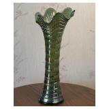 14in Ripple Iridescent Carnival Swung Glass Vase