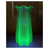 10in Uranium Glass Vase