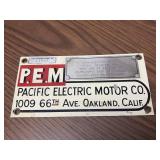 P.E.M. Metal Sign