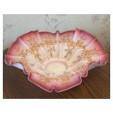 UPDATE ADD BASE Ruffled Glass Hand Painted Bowl