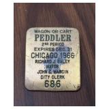 Wagon or Cart Peddler Brass License Pin