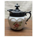 Porcelain Creamer with Silver Plated Lid