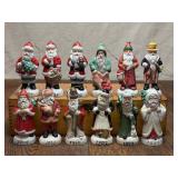 Set of 12 Porcelain Santas