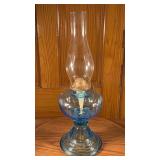 Blue Glass Oil Lamp