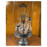 Antique Silver Plated and Crystal Cruet Castor Set