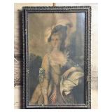 Antique Framed Portrait of Woman in Dress