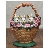 Painted Cast Iron Bunny Basket Doorstop