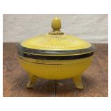 Yellow Glass Covered Candy Dish