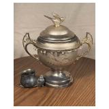 WR Silver Plated Bird Dip Bowl, Candle Holder