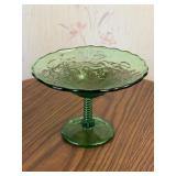 Green Depression Glass Compote
