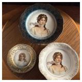 Three Fine China Portrait Plates