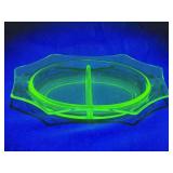 Uranium Glass Separated Condiment Dish