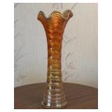 12in Ripple Iridescent Carnival Swung Glass Vase