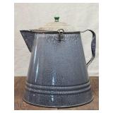 Large Enameled Metal Pitcher