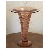 Pink Cut Depression Glass 9 Inch Vase