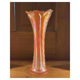 10.5in Ruffle Iridescent Carnival Swung Glass Vase