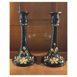 Pair of Hand Painted Candle Holders