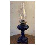 Cobalt Blue Glass Oil Lamp
