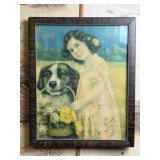 Framed Portrait of Girl and Dog